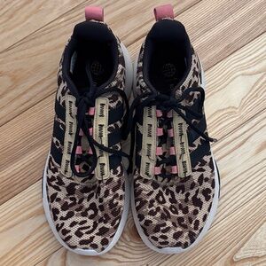 adidas Women's Leopard-Print Sneakers with Pink Pull Tabs